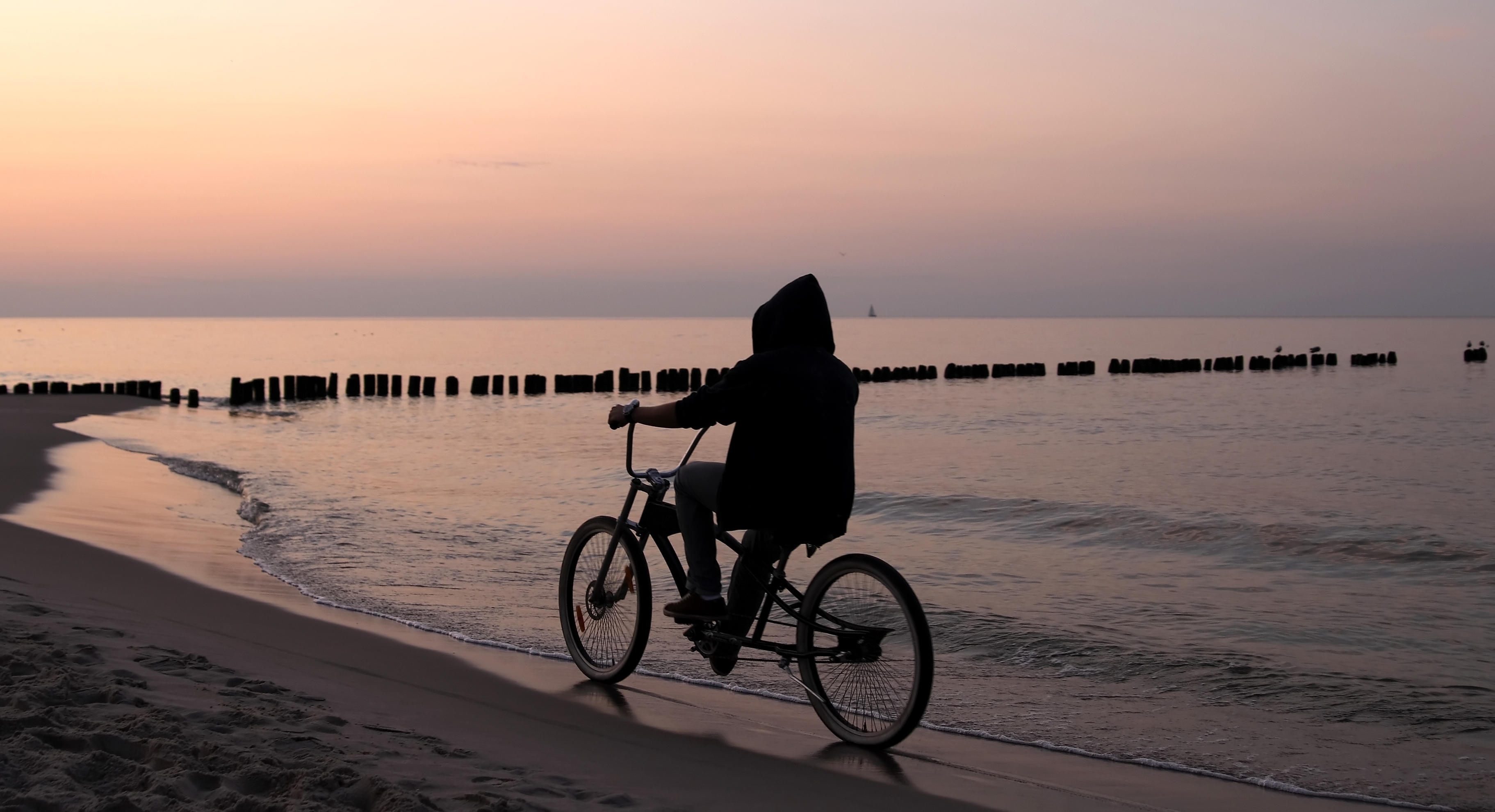 Riding Lowrider Bike On Beach